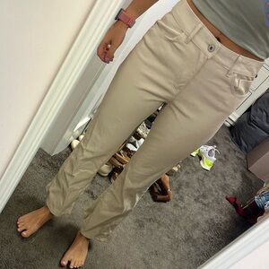 Zara cream/tan leather pants bootcut size 4